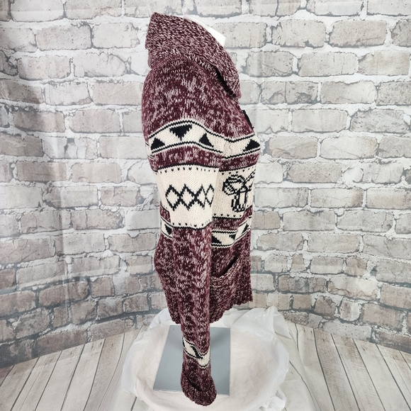 Aritzia TNA Lambswool Sea to Sky Zip Cardigan Burgundy Size Small - Picture 6 of 12